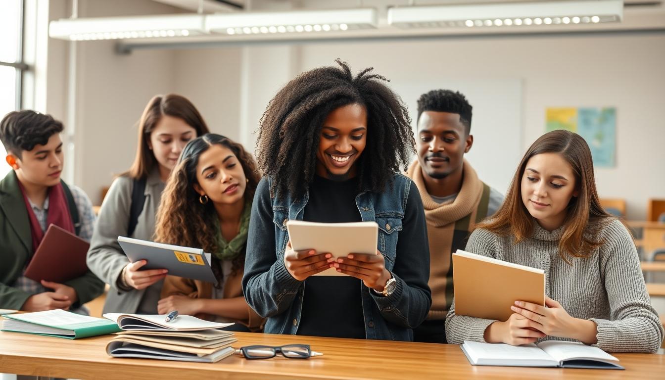 Student using learning strategies while studying